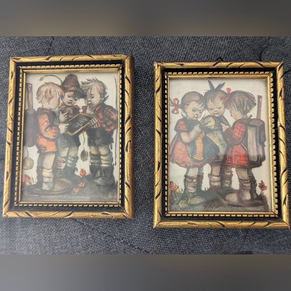 Vintage Hummel Framed Prints Set | Made in Germany Gold Tone Frames - Picture 2 of 6